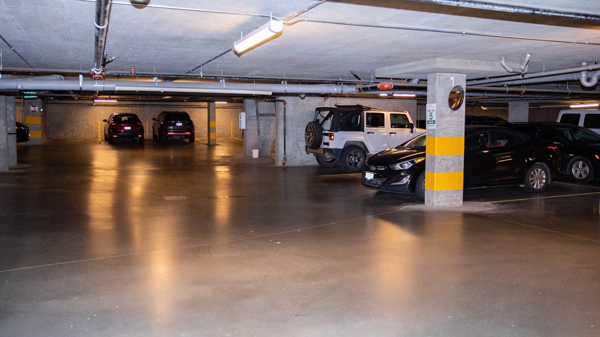 A large underground parking area on site